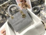 Dior Lady D-Lite Medium Bag Faux in Grey Cannage Embroidered Canvas - Image 7