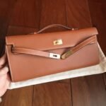 Gold Swift Knockoff Hermes Kelly Cut Clutch Sophisticated Clutch - Image 7