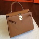Brown Epsom Faux Luxury Hermes Kelly Sellier 28cm Elegant Purse - Image 7