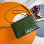 Fake Saint Laurent Sunset Medium Chain Bag Green Crocodile-embossed Leather - Image 2