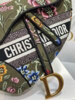 Dior Saddle Bag Knockoff in Green Multicolor Dior Petites Fleurs Embroidery - Image 6