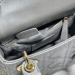 Dior Lady Dior Mini Chain Bag Replica in Grey Pearlescent Lambskin - Image 3