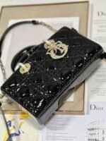 Dior Lady D-Joy Medium Bag Faux in Black Patent Cannage Calfskin - Image 3
