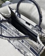 Dior Medium Book Tote Bag Fake in Blue Toile de Jouy Palms Embroidery - Image 8