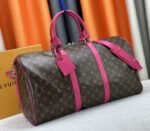 Louis Vuitton Monogram Macassar Canvas Keepall Bandouliere 50 In Pondichery Pink - Image 2