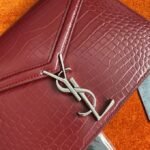 Fake Saint Laurent Cassandra Medium Bag Bordeaux Crocodile - Image 5