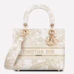 Dior Lady D-Lite Medium Bag Knockoff in Gold Jardin d Hiver Embroidery