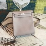 Gris Asphalt Clemence Replica High Quality Hermes Kelly Ado PM Bag