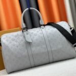 Louis Vuitton Monogram Shadow Leather Keepall Bandouliere 50 In Anthracite Gray