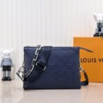 Louis Vuitton Coussin PM Bag In Navy Blue With Jacquard Strap