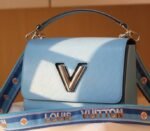 Louis Vuitton Epi Leather Twist MM Bag With Jacquard Strap In Bleuet Blue - Image 2