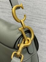 Dior Saddle Bag with Strap Fake in Grey Stone Grained Calfskin - Image 5