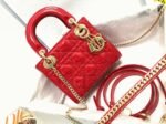 Dior Lady Dior Mini Chain Bag Knockoff with Chain in Red - Image 7