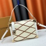 Louis Vuitton Malletage Leather Side Trunk MM In Cream Beige And Chestnut Brown