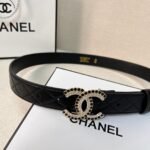 Chanel Gold Chain & Black Quilted Leather CC Belt - Image 9