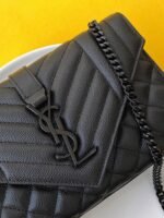 Replica Saint Laurent Envelope Small Black Bag with Black Hardware - Image 4