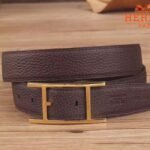 Replica Hermes Quentin chocolate reversible belt - Image 3