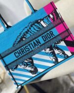 Dior Medium Book Tote Bag Fake in Blue D-Jungle Pop Embroidery - Image 7