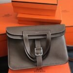 Etoupe Fake Hermes Halzan Soft Neutral Shoulder Bag