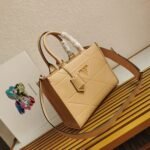 Prada Symbole Small Bag Imitation with Topstitching in Beige - Image 4