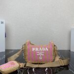 Prada Re-Edition Bag Knockoff in Beige and Pink Stripe - Image 10