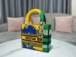 Dior Lady D-Lite Medium Bag Fake in Yellow   Green D-Flower Pop Embroidery - Image 4
