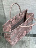 Dior Large Book Tote Bag Fake in Pink and Gray Toile de Jouy Sauvage Embroidery - Image 6