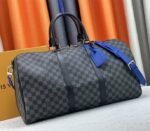 Louis Vuitton Damier Graphite Canvas Keepall Bandouliere 50 In Indigo Blue - Image 2