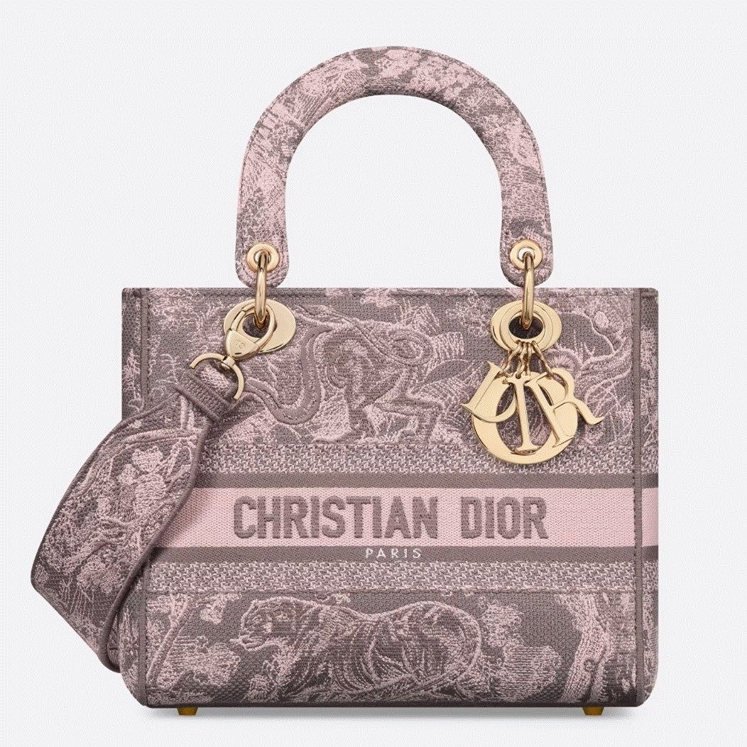 449F7FFB-CC9F-BB24-BBC0-9A3B66EAF33B.jpg Dior Lady D-Lite Medium Bag Knockoff in Grey and Pink Toile de Jouy Reverse Embroidery - Image 1
