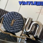 VINYLE ROUND CAMERA BAG IN CHEVRON-QUILTED GRAIN DE POUDRE EMBOSSED LEATHER