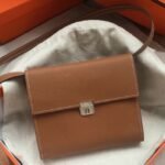 Brown perfect fake Hermes Clic wallet with strap