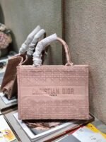 Dior Medium Book Tote Bag Knockoff in Pink Cannage Embroidered Canvas - Image 8