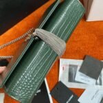 Replica Saint Laurent Kate Medium Tassel Bag Green Crocodile-embossed Leather - Image 4