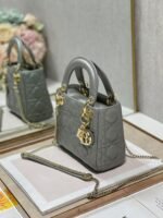 Dior Lady Dior Mini Chain Bag Replica in Grey Pearlescent Lambskin - Image 8