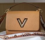 Louis Vuitton Epi Leather Twist MM Bag With Jacquard Strap In Honey Gold - Image 2