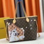 Louis Vuitton Monogram Canvas Neverfull MM Tote With Cat Print
