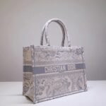Dior Medium Book Tote Bag Fake in Grey Toile De Jouy Embroidery - Image 3