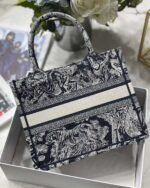 Dior Small Book Tote Bag Knockoff in Blue Toile de Jouy Reverse Embroidery - Image 2