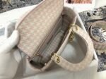 Dior Lady D-Lite Medium Bag Knockoff in Pink   White Houndstooth Embroidery - Image 2