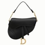 Dior Saddle Bag Fake in Black Smooth Calfskin