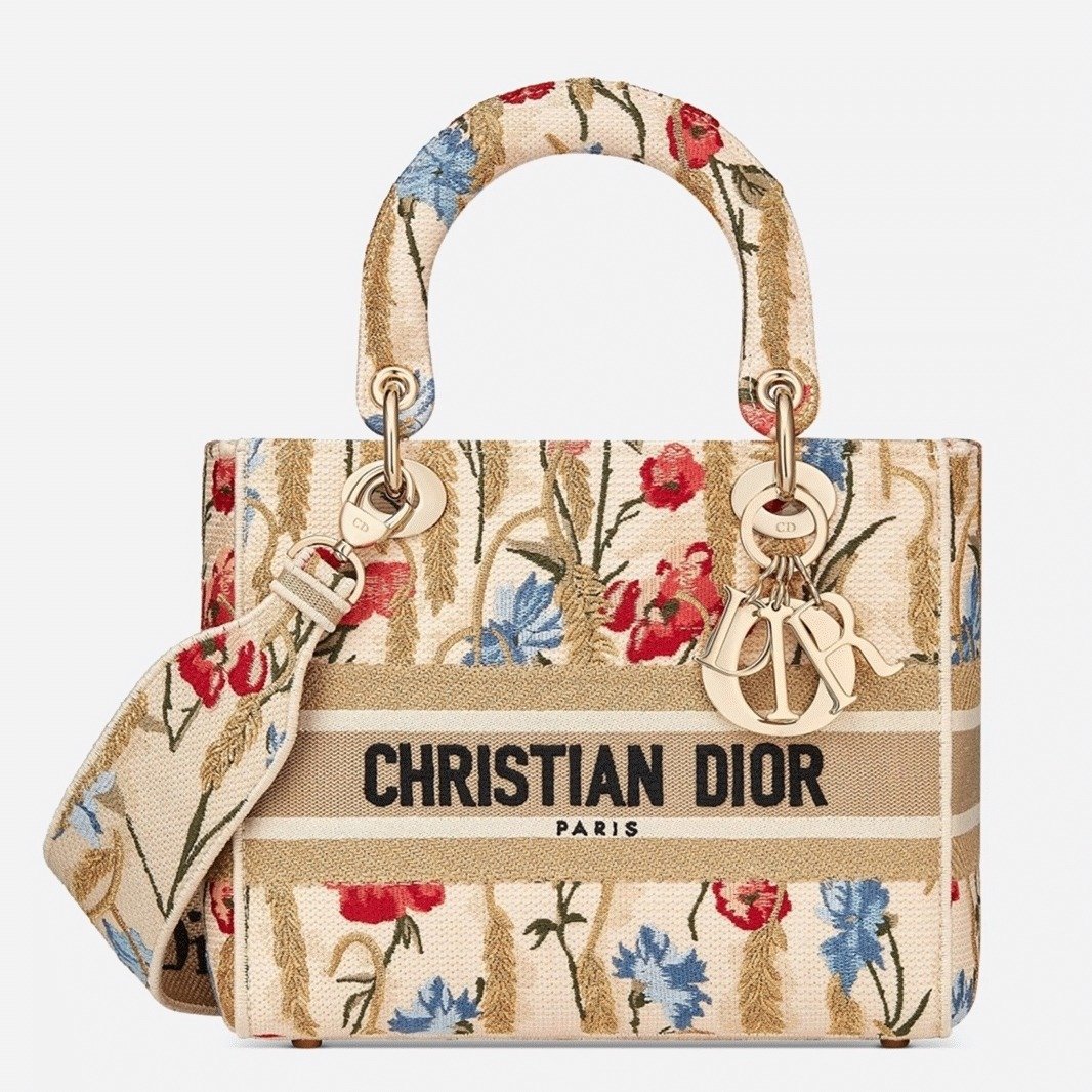 46F9AC2F-94C1-A873-5F7B-EC1D64793F97.jpg Dior Lady D-Lite Medium Bag Replica in Hibiscus Metallic Thread Embroidery - Image 1