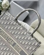 Dior Medium Book Tote Bag Faux in Grey Dior Oblique Embroidery - Image 3