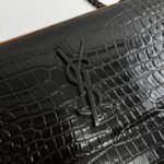 Fake Saint Laurent Sunset Medium All Black Chain Bag Crocodile-embossed Leather - Image 5