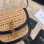 KAIA SMALL SATCHEL IN RAFFIA AND LEATHER - Image 7
