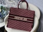 Dior Large Book Tote Bag Fake in Bordeaux Oblique Embroidered Velvet - Image 4