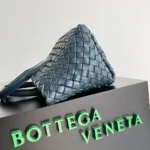 Top Quality Fake Bottega Veneta Cabat Mini Bag In Navy Blue Intrecciato Lambskin - Image 9