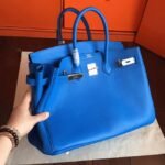 Blue Hydra Fake Designer Hermes Birkin 35cm Bag - Image 5