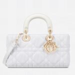 Dior Lady D-Joy Medium Bag Fake in White Macrocannage Technical Fabric
