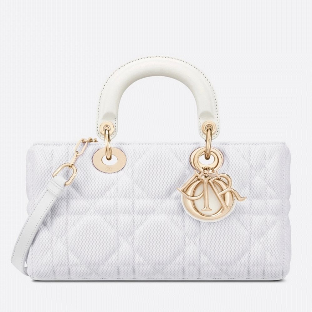 488C9361-A4FF-EB27-EC5B-6FE1653AD602.jpg Dior Lady D-Joy Medium Bag Fake in White Macrocannage Technical Fabric - Image 1