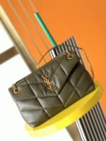 Replica Saint Laurent Puffer Small Chain Bag Army Green Lambskin